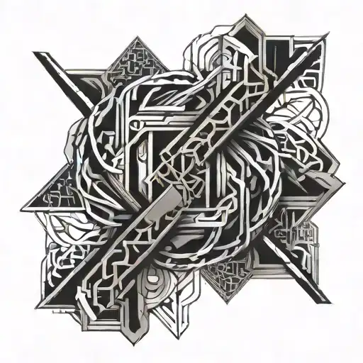 warrior black belt intertwined tattoo design idea