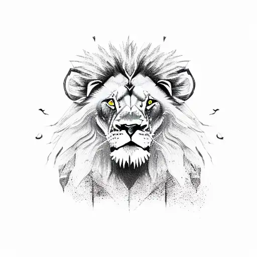 Lion and warrior man tattoo design idea