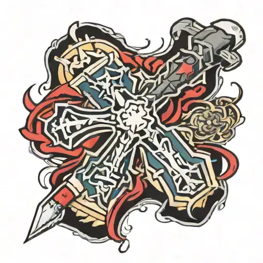 cross hatchets  tattoo design idea