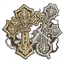 cross hatchets  tattoo design idea