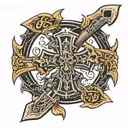 cross hatchets  tattoo design idea