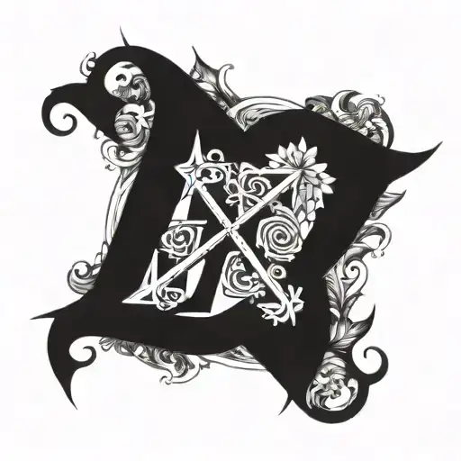 chi rho interwined with flowers tattoo design idea