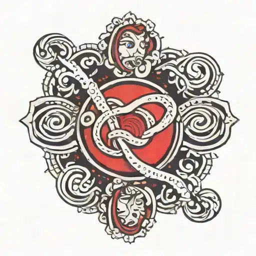 infinity with red circle with tattoo design idea