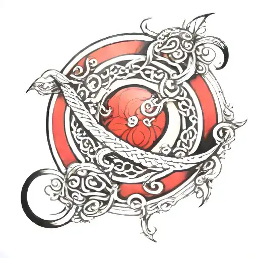 infinity with red circle tattoo design idea