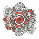 infinity with red circle with tattoo design idea