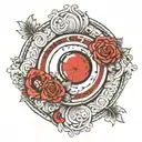 infinity with red circle with tattoo design idea