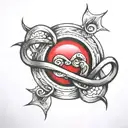 infinity with red circle tattoo design idea