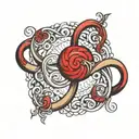 infinity with red circle tattoo design idea