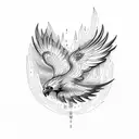 Phoenix, a hawk and rainstorm tattoo design idea