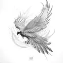 Phoenix, a hawk and rainstorm tattoo design idea