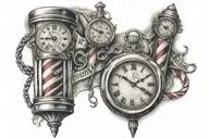 barber pole clock money  tattoo design idea