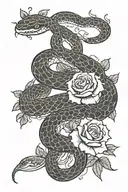snake and rose tattoo design idea