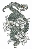 snake and rose tattoo design idea