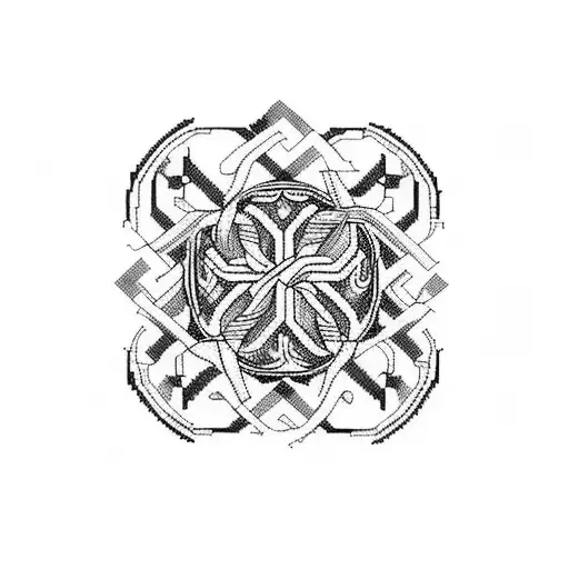 romanian cross stitch pattern that is on the left and then it gets mushy in the middle and morphs into a celtic pattern  tattoo design idea