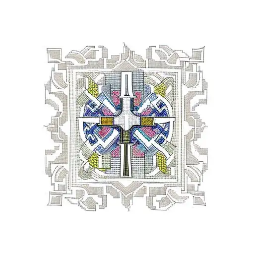 traditional romanian cross stitch pattern that morphs into welsh celtic pattern  tattoo design idea