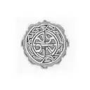 romanian cross stitch pattern that is on the left and then it gets mushy in the middle and morphs into a celtic pattern  tattoo design idea