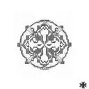 romanian cross stitch pattern that is on the left and then it gets mushy in the middle and morphs into a celtic pattern  tattoo design idea