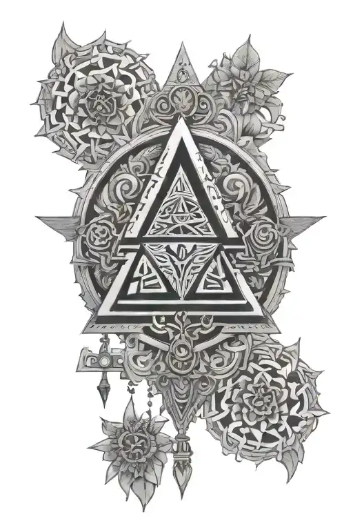 Zelda triforce mandala greek keys tattoo design idea