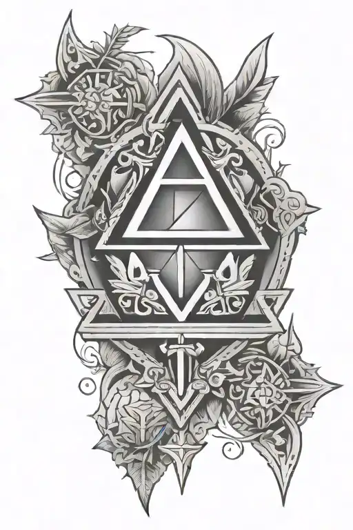 Zelda triforce emblem surrounded tattoo design idea