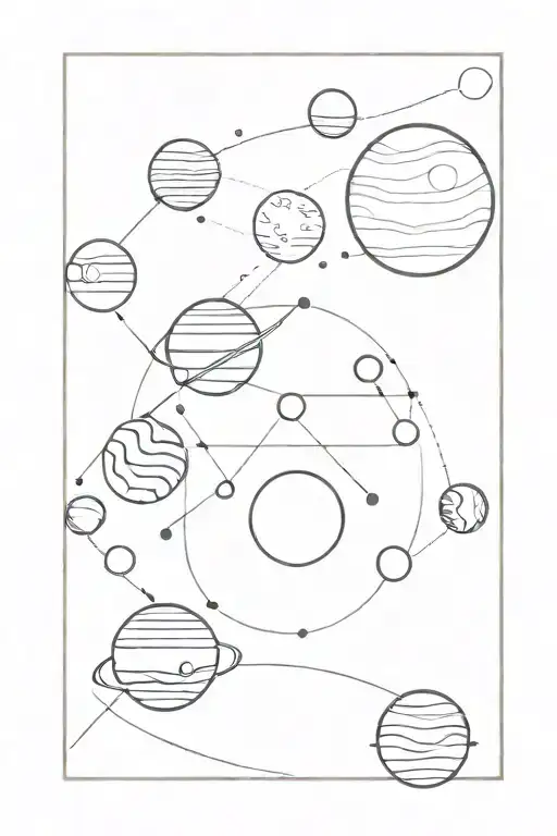 solar system alignment with a tesseract form tattoo design idea