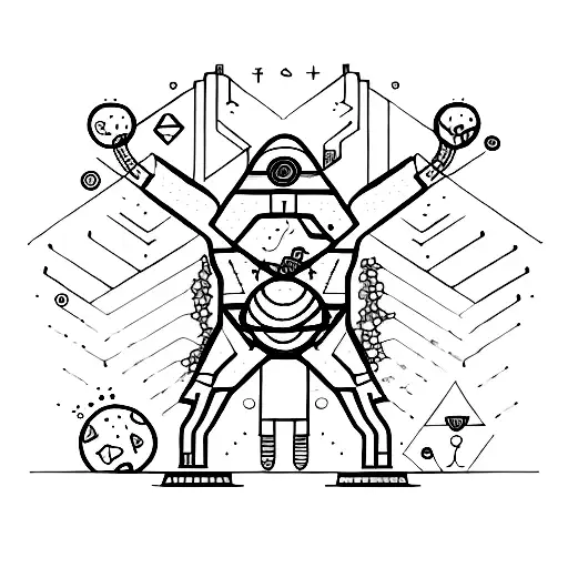 golem science fiction tattoo design idea