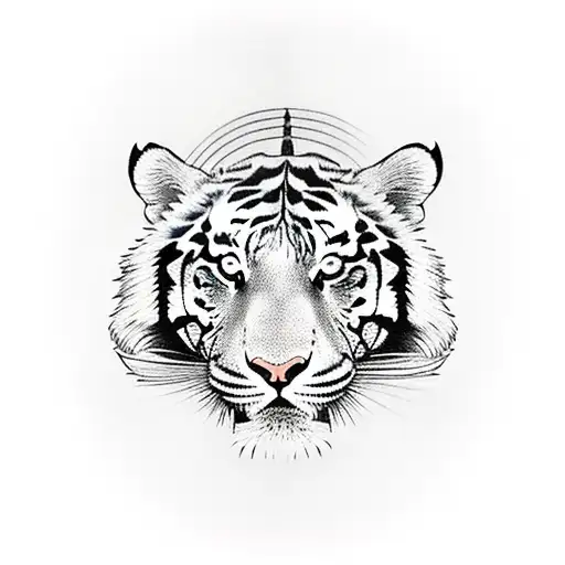 Tiger with paws in front tattoo design idea