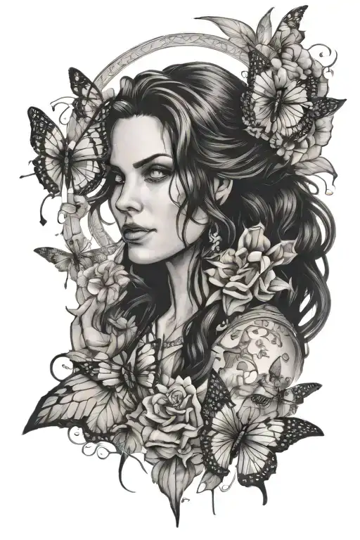 yennefer the witcher 3 butterflies tattoo design idea