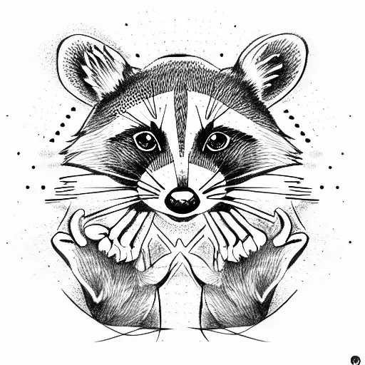 raccoon showing peace sign tattoo design idea