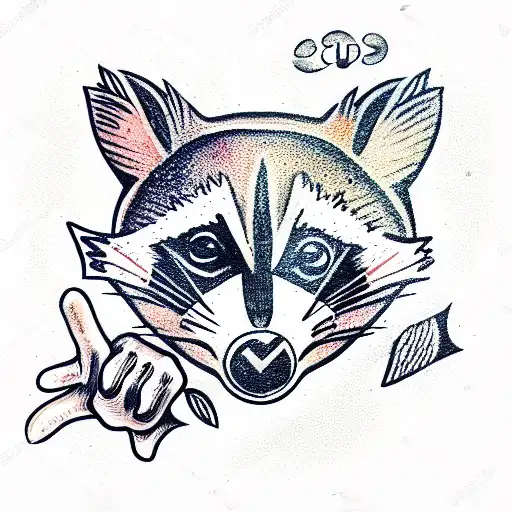 raccoon showing peace sign tattoo design idea