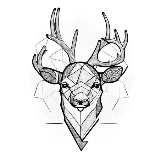 human heart with deer horn  tattoo design idea