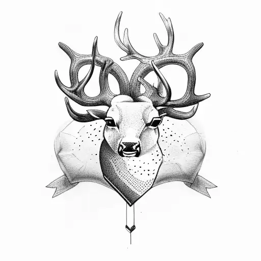 human heart with deer horn tattoo design idea