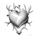human heart with deer horn tattoo design idea