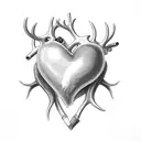 human heart with deer horn tattoo design idea