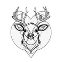 heart with deer horn  tattoo design idea