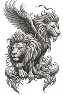 lion and phoenix emerging tattoo design idea