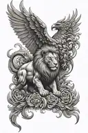lion and phoenix emerging tattoo design idea