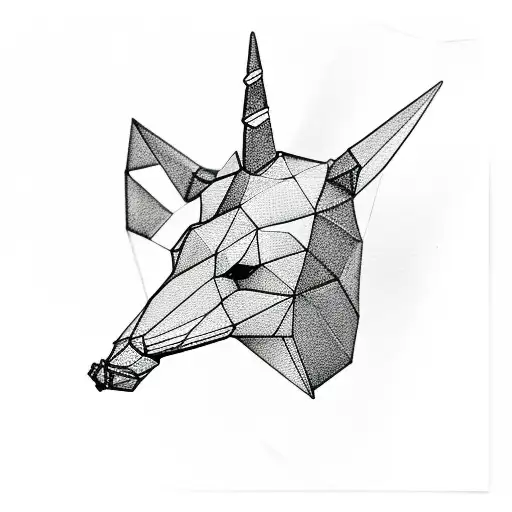 whole body origami unicorn made with a single line tattoo design idea
