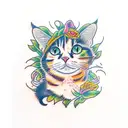 calico cat tattoo design idea
