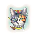 calico cat tattoo design idea