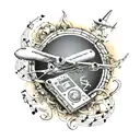 music notes & airplane & IT themed tattoo tattoo design idea