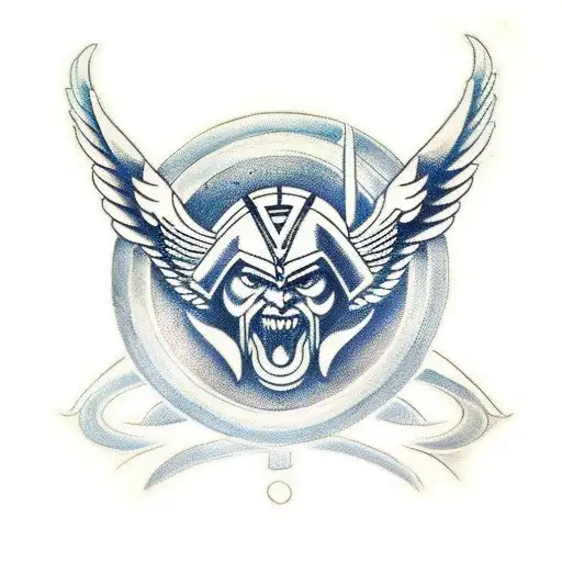 Odin symbol with valkeryie wings on the side tattoo design idea