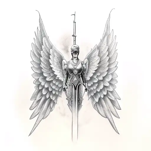 angel armor with wings tattoo design idea