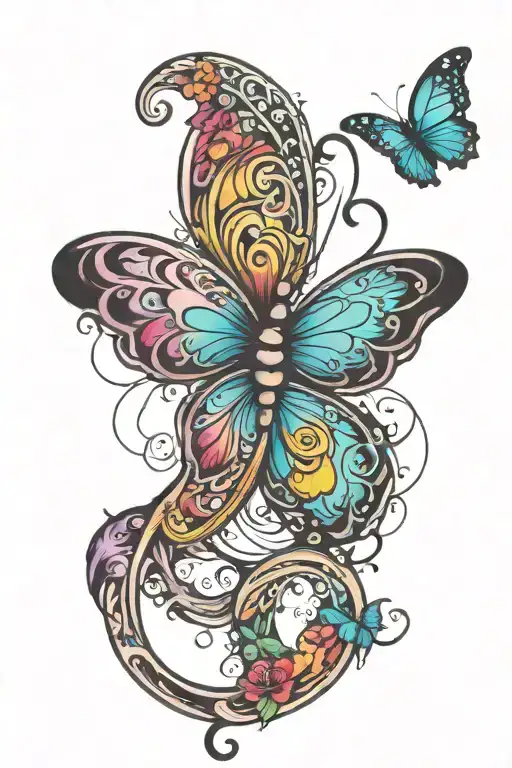 rainbow infinity symbol with butterfly tattoo tattoo design idea
