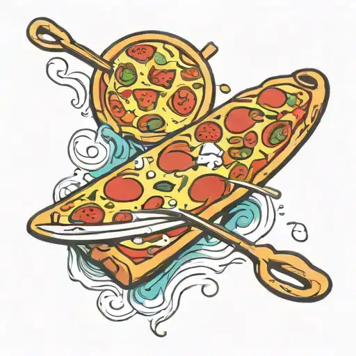 pizza shapes and rowing oars  tattoo design idea