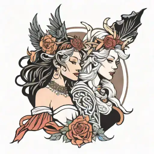 goddess Maeve and Queen Freya  tattoo design idea
