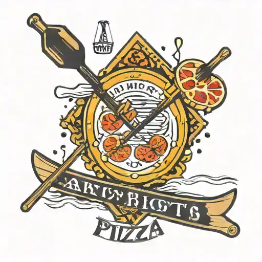 Arnotts Pizza Shapes with rowing oars and PH written under it  tattoo design idea