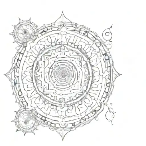 sudharshan chakra with 7 chakras tattoo design idea