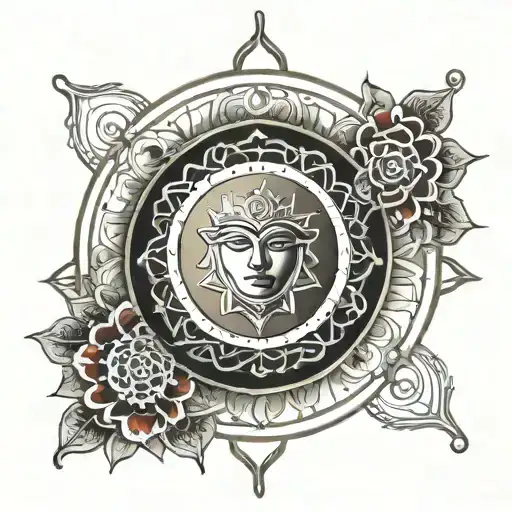 sudharshan chakra with 7 chakras tattoo design idea