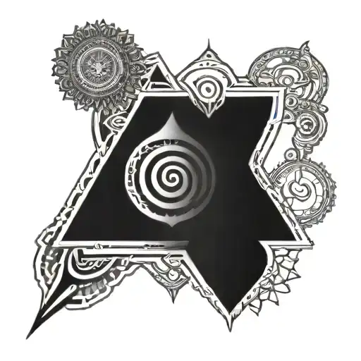 sudharshan chakra with trishul and 7 chakras tattoo design idea