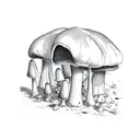 tent, mushrooms tattoo design idea